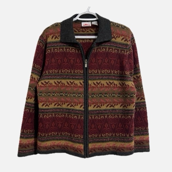 Vintage Alia zippered cardigan. Nordic style knit. - Picture 1 of 3